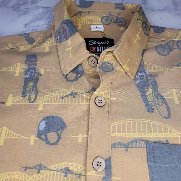Shinesty x NFLPA Juju Smith-Schuster Button Down Shirt Pittsburgh - Picture 4 of 10